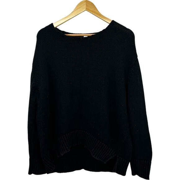 Daily Ritual Boxy Crewneck Knit Cotton Sweater Women's XL Black - Picture 2 of 6